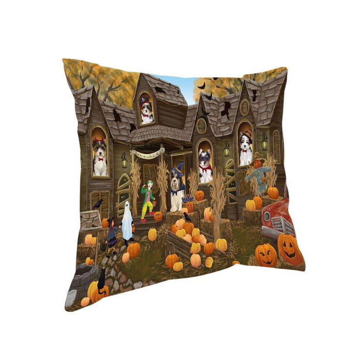 Haunted House Halloween Trick or Treat Biewer Terriers Dog Pillow PIL68000