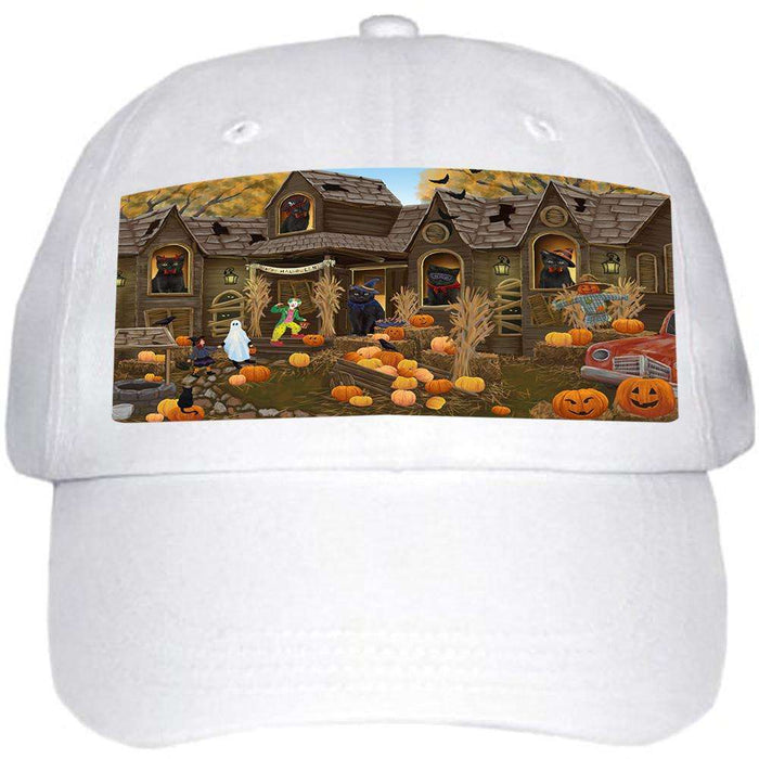 Haunted House Halloween Trick or Treat Black Cats Ball Hat Cap HAT62268