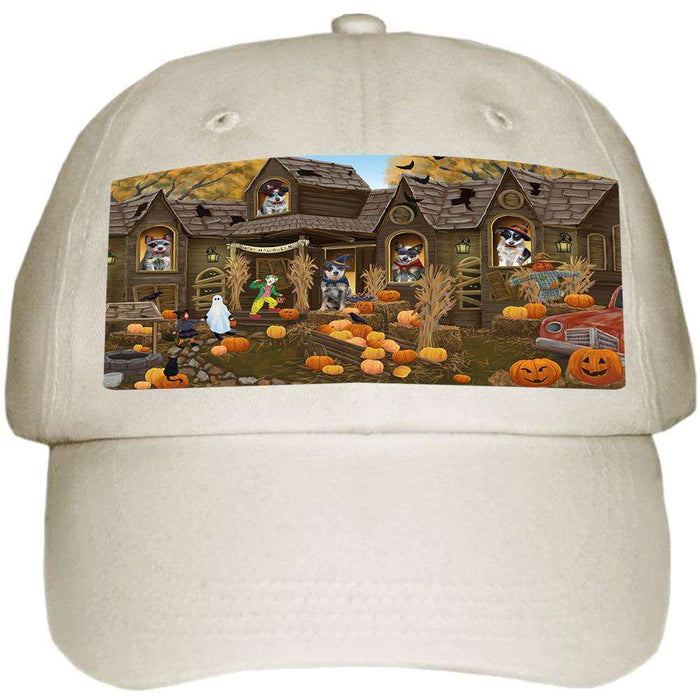 Haunted House Halloween Trick or Treat Blue Heelers Dog Ball Hat Cap HAT62271