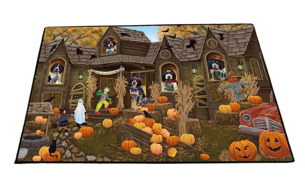 Haunted House Halloween Trick or Treat Bluetick Coonhounds Dog Floormat FLMS52068