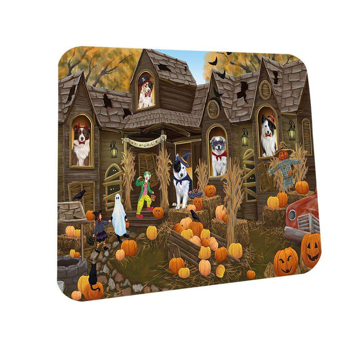 Haunted House Halloween Trick or Treat Border Collies Dog Coasters Set of 4 CST52807