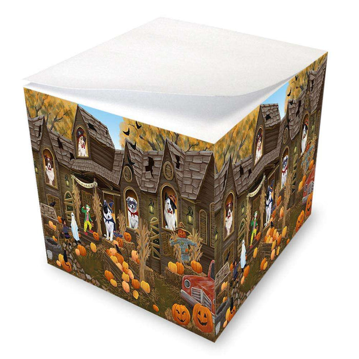 Haunted House Halloween Trick or Treat Border Collies Dog Note Cube NOC52848