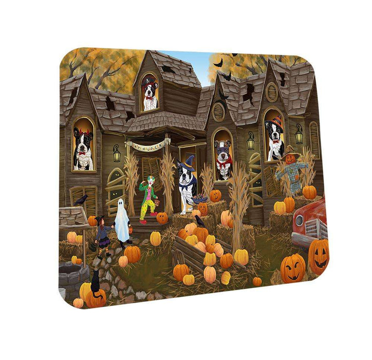 Haunted House Halloween Trick or Treat Boston Terriers Dog Coasters Set of 4 CST52808