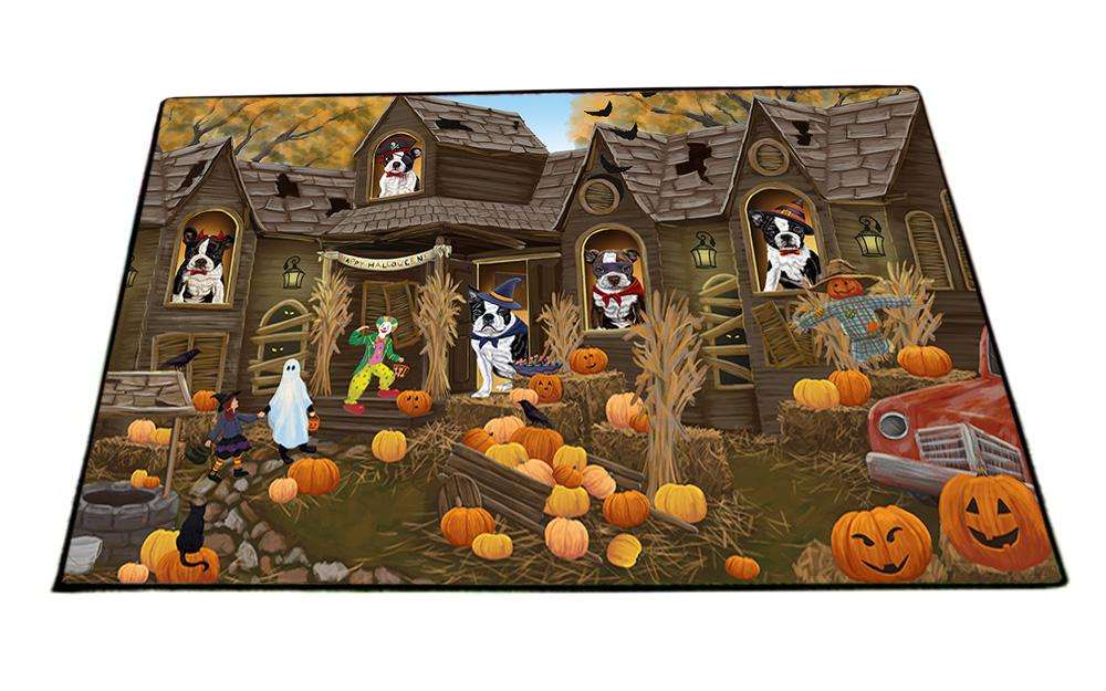 Haunted House Halloween Trick or Treat Boston Terriers Dog Floormat FLMS52074