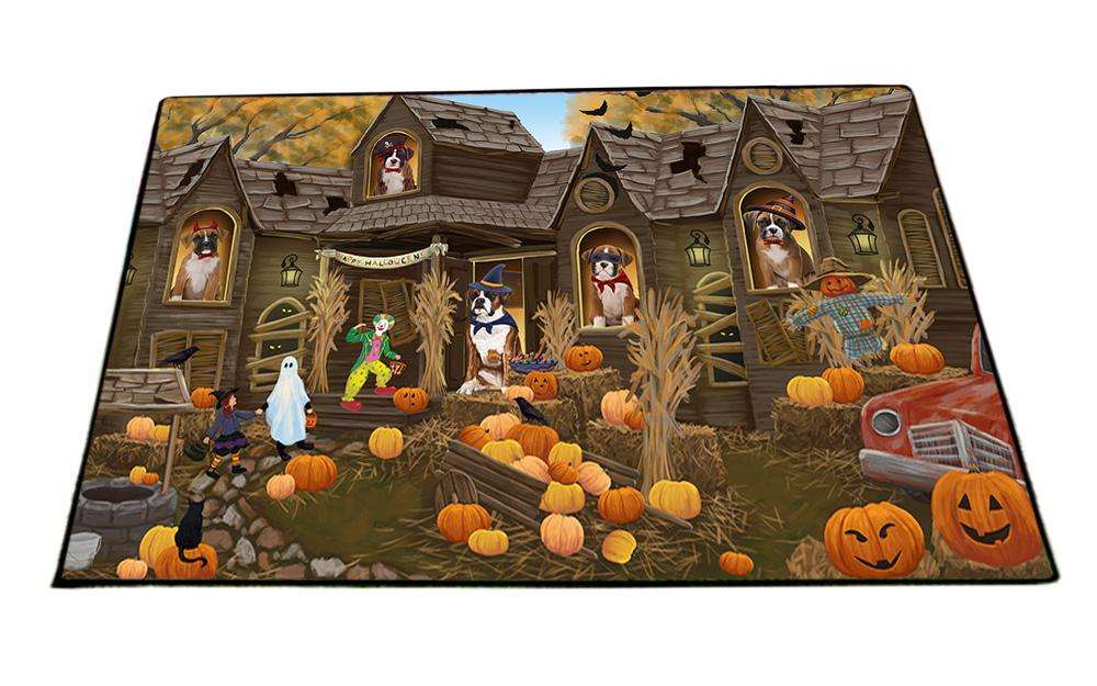 Haunted House Halloween Trick or Treat Boxers Dog Floormat FLMS52077