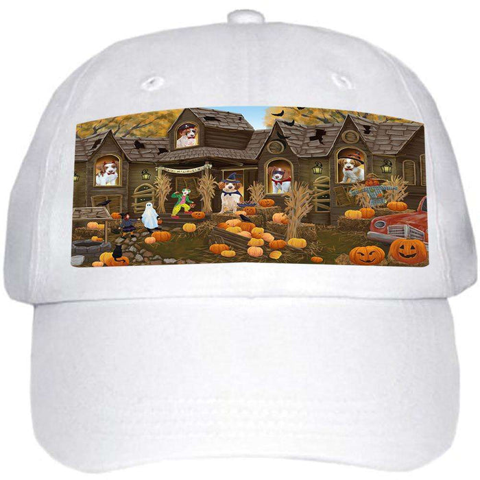 Haunted House Halloween Trick or Treat Brittany Spaniels Dog Ball Hat Cap HAT62286