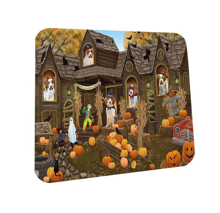 Haunted House Halloween Trick or Treat Brittany Spaniels Dog Coasters Set of 4 CST52810