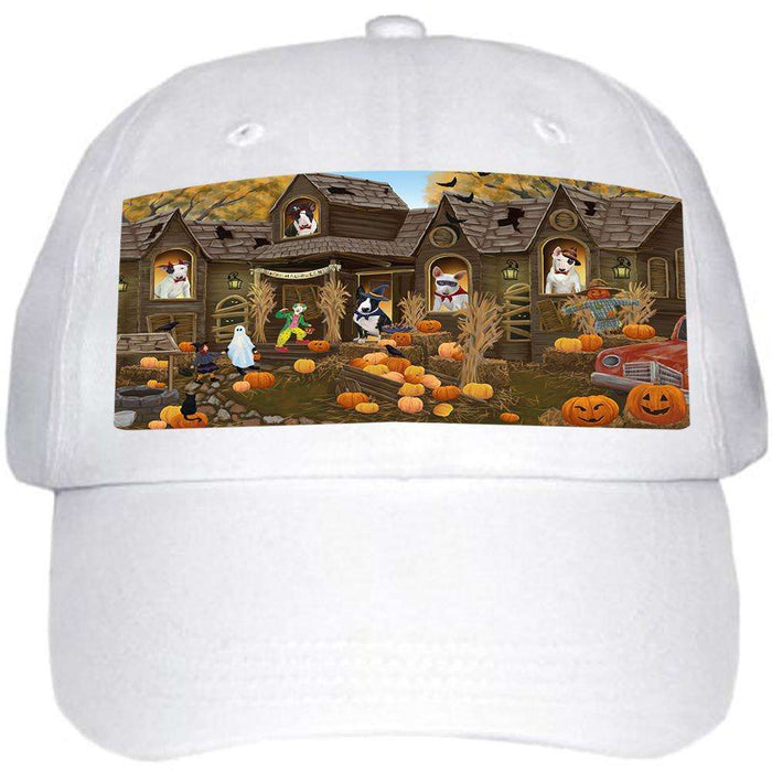 Haunted House Halloween Trick or Treat Bull Terriers Dog Ball Hat Cap HAT62289