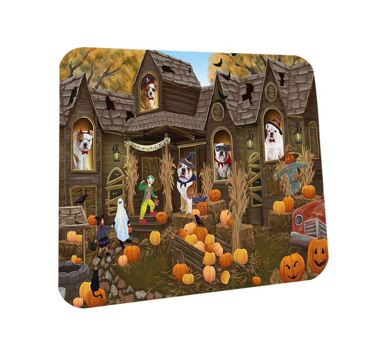Haunted House Halloween Trick or Treat Bulldogs Coasters Set of 4 CST52812