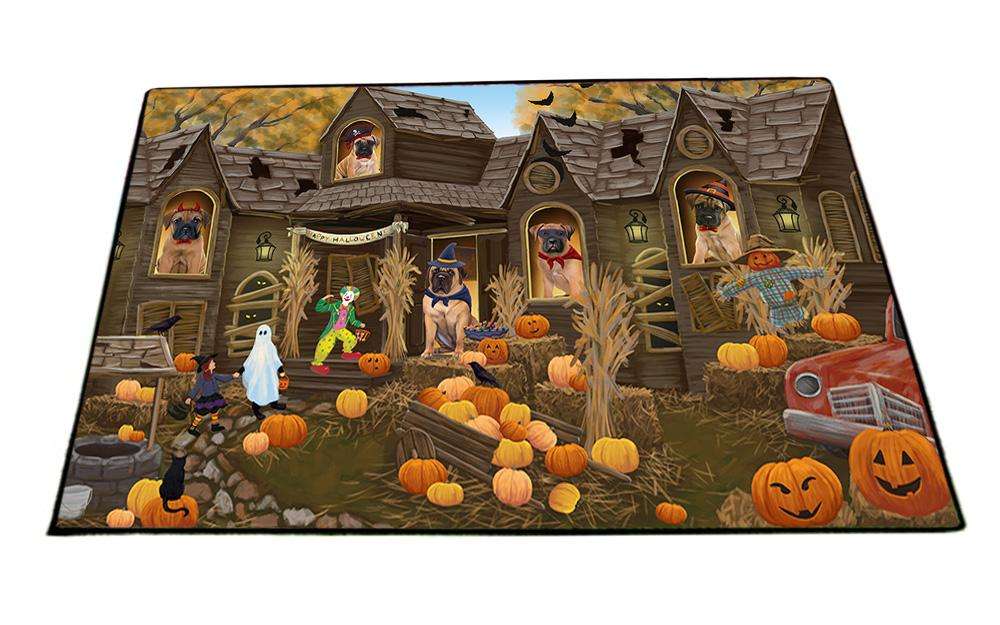 Haunted House Halloween Trick or Treat Bullmastiffs Dog Floormat FLMS52089