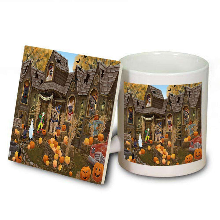 Haunted House Halloween Trick or Treat Cairn Terriers Dog Mug and Coaster Set MUC52847