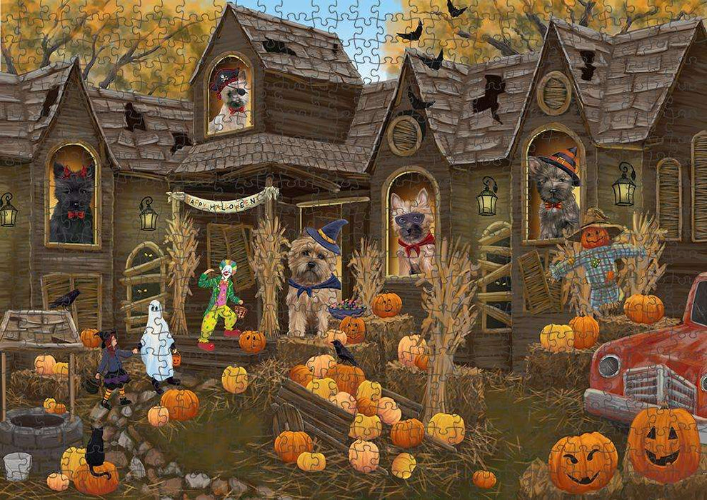 Haunted House Halloween Trick or Treat Cairn Terriers Dog Puzzle with Photo Tin PUZL62994