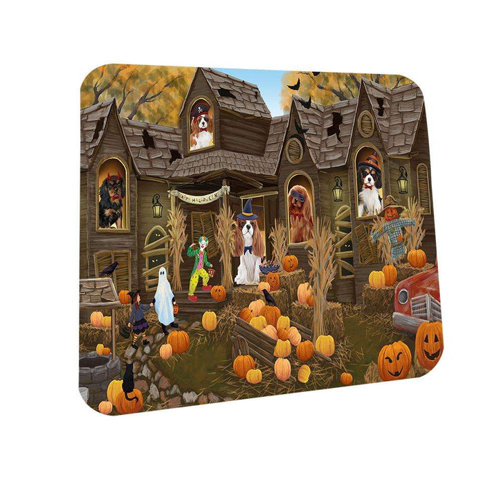 Haunted House Halloween Trick or Treat Cavalier King Charles Spaniels Dog Coasters Set of 4 CST52815