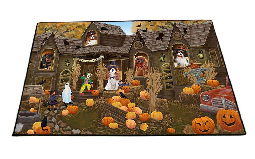 Haunted House Halloween Trick or Treat Cavalier King Charles Spaniels Dog Floormat FLMS52095