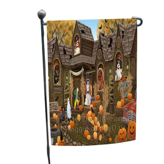 Haunted House Halloween Trick or Treat Cavalier King Charles Spaniels Dog Garden Flag GFLG52918