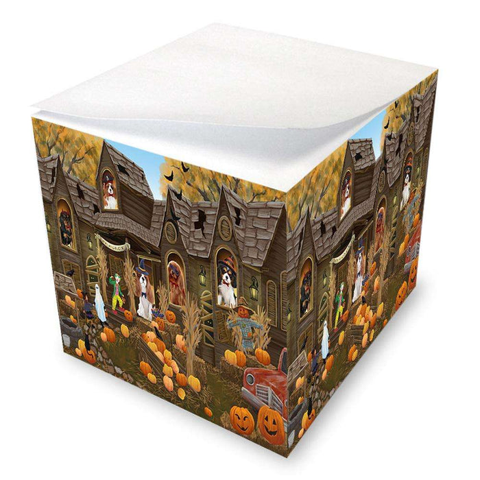 Haunted House Halloween Trick or Treat Cavalier King Charles Spaniels Dog Note Cube NOC52856