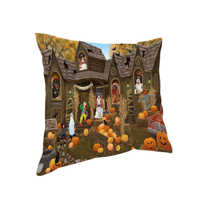 Haunted House Halloween Trick or Treat Cavalier King Charles Spaniels Dog Pillow PIL68048