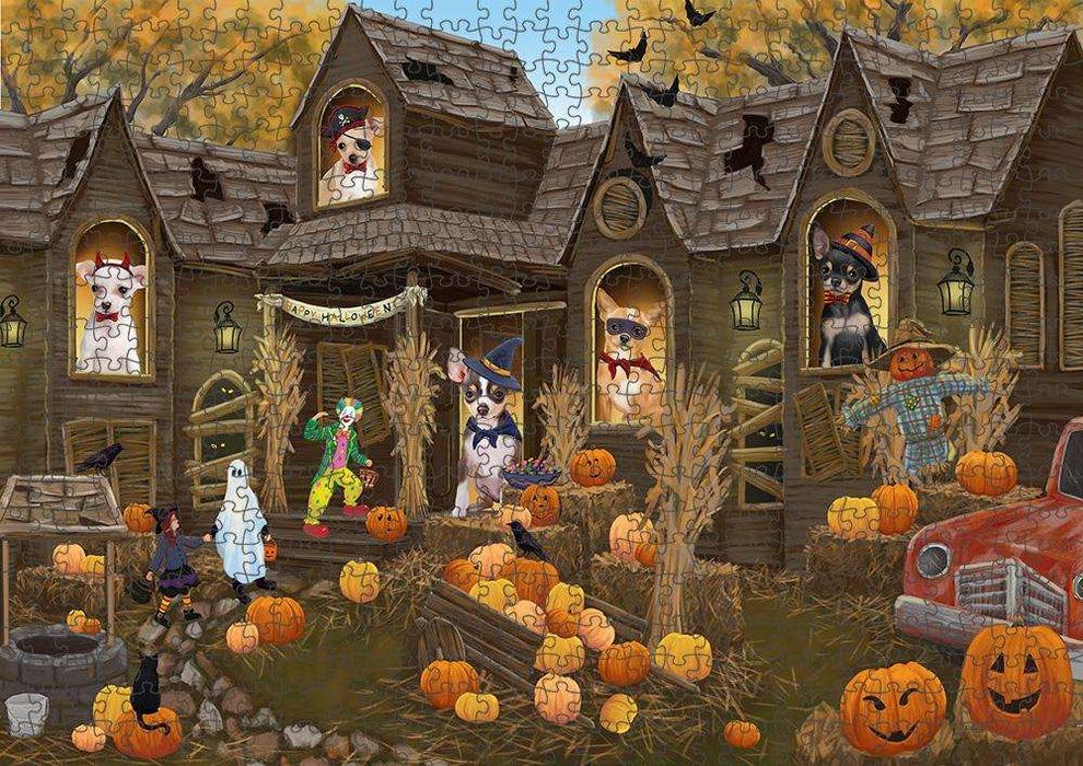 Haunted House Halloween Trick or Treat Chihuahuas Dog Puzzle with Photo Tin PUZL63006