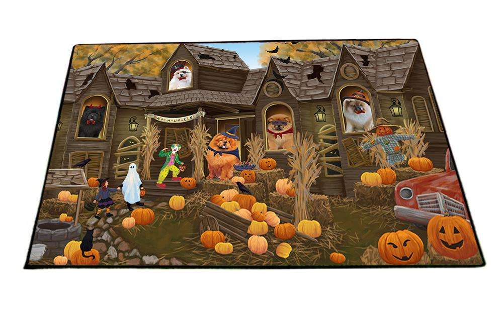 Haunted House Halloween Trick or Treat Chow Chows Dog Floormat FLMS52104