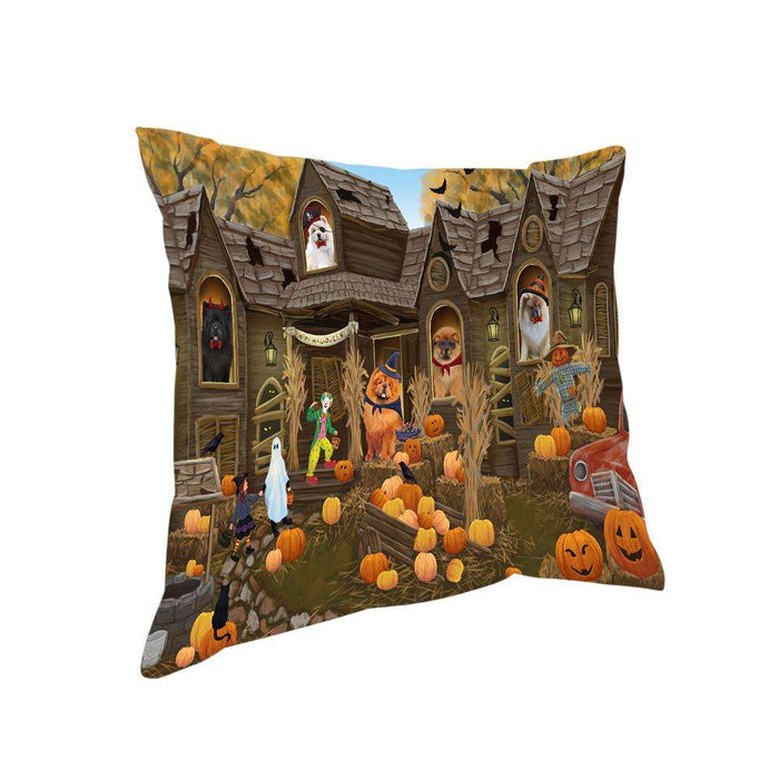 Haunted House Halloween Trick or Treat Chow Chows Dog Pillow PIL68060
