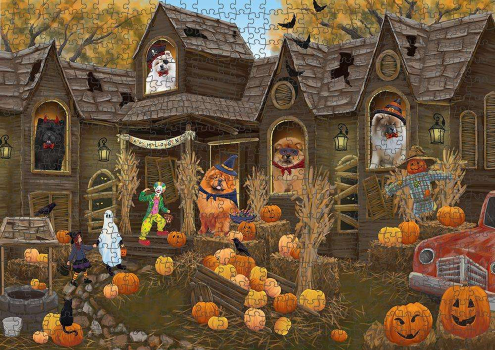 Haunted House Halloween Trick or Treat Chow Chows Dog Puzzle with Photo Tin PUZL63010