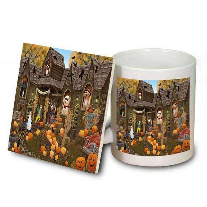 Haunted House Halloween Trick or Treat Cockapoos Dog Mug and Coaster Set MUC52852