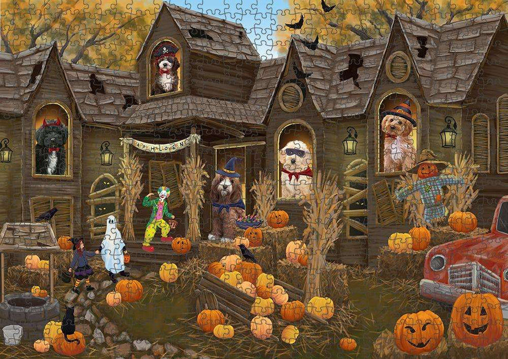 Haunted House Halloween Trick or Treat Cockapoos Dog Puzzle with Photo Tin PUZL63014