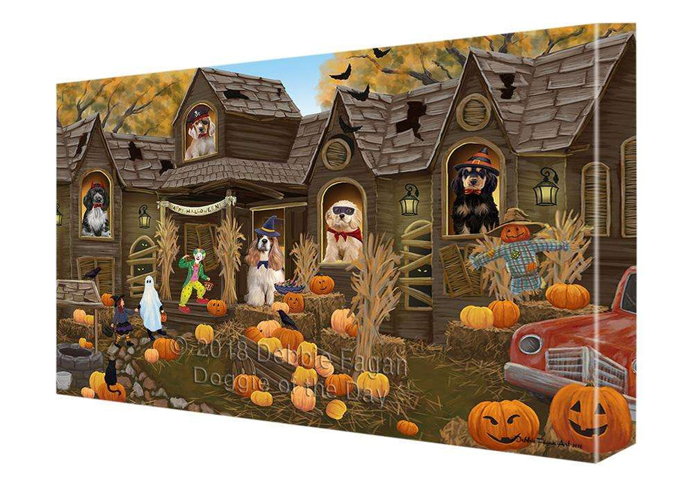 Haunted House Halloween Trick or Treat Cocker Spaniels Dog Canvas Print Wall Art Décor CVS93599