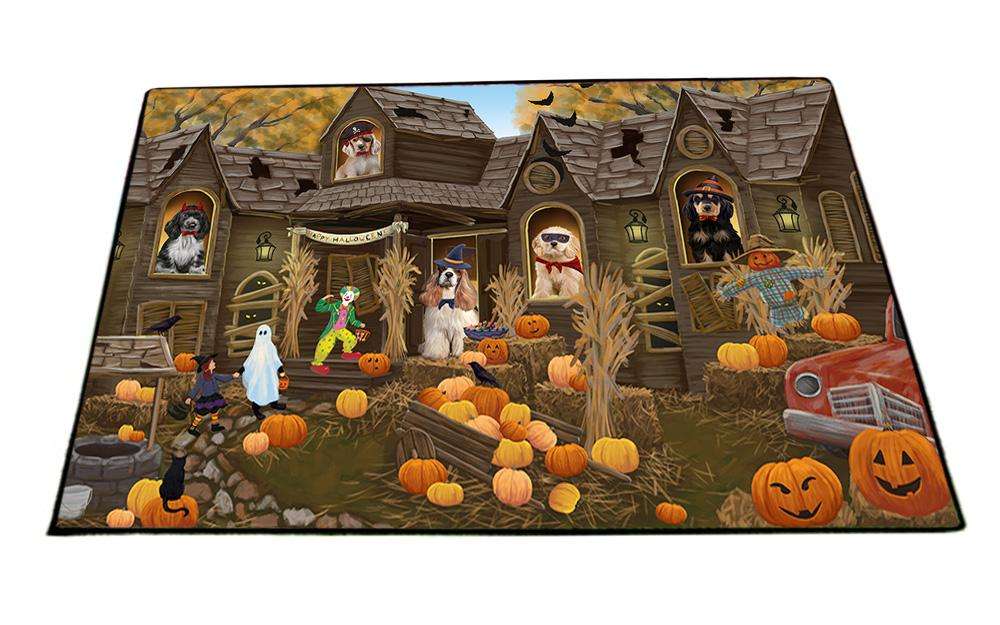 Haunted House Halloween Trick or Treat Cocker Spaniels Dog Floormat FLMS52110