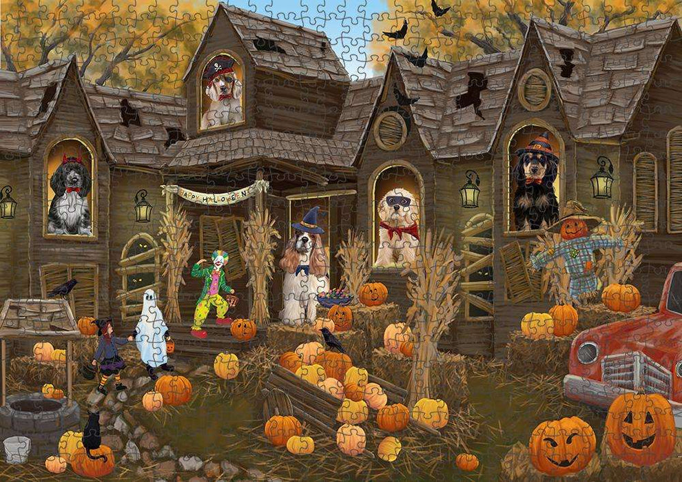 Haunted House Halloween Trick or Treat Cocker Spaniels Dog Puzzle with Photo Tin PUZL63018