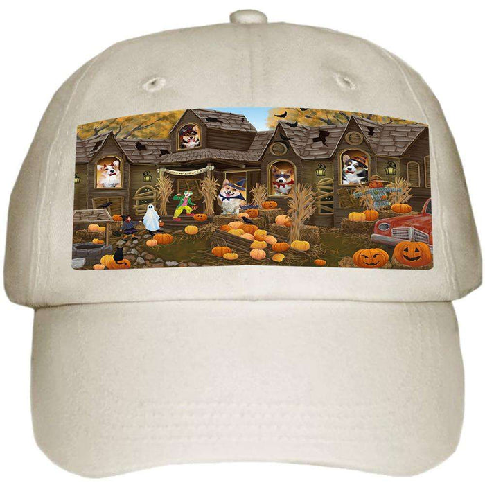 Haunted House Halloween Trick or Treat Corgis Dog Ball Hat Cap HAT62319