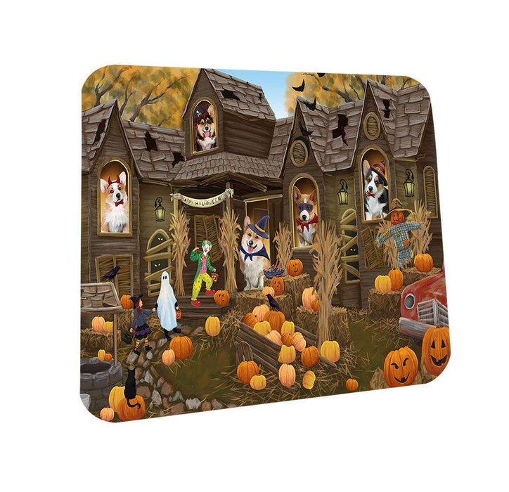 Haunted House Halloween Trick or Treat Corgis Dog Coasters Set of 4 CST52821