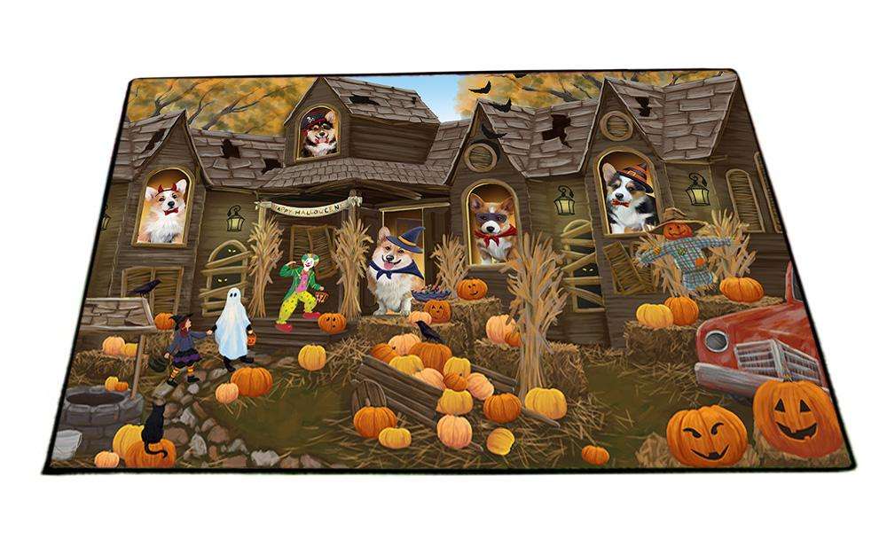 Haunted House Halloween Trick or Treat Corgis Dog Floormat FLMS52113
