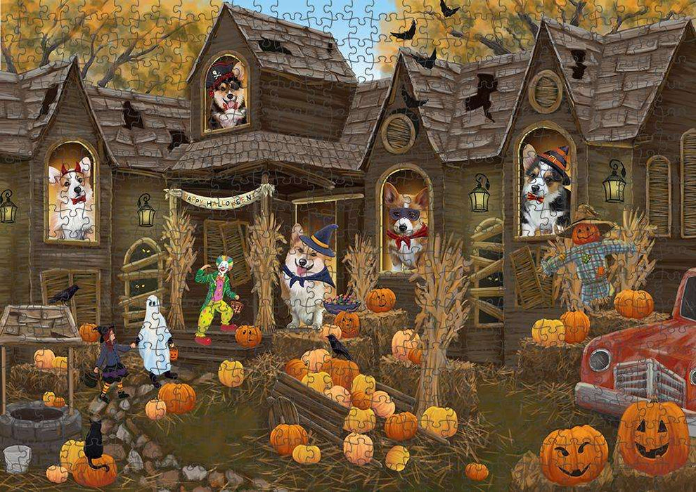 Haunted House Halloween Trick or Treat Corgis Dog Puzzle with Photo Tin PUZL63022