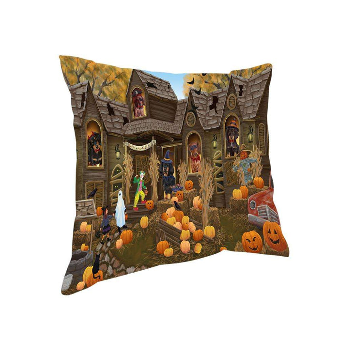 Haunted House Halloween Trick or Treat Dachshunds Dog Pillow PIL68076