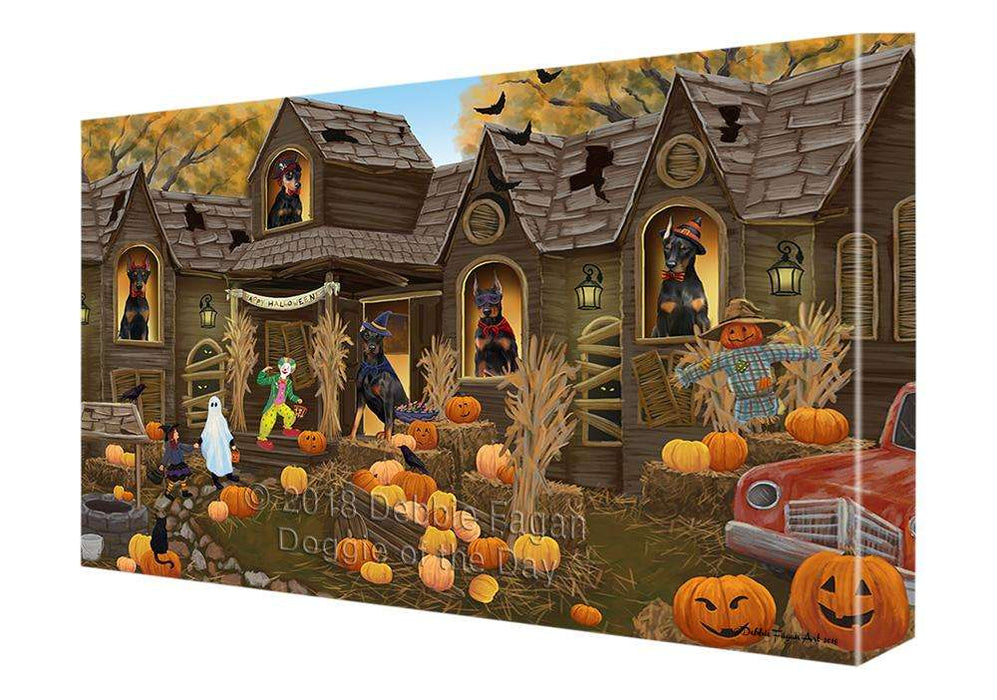 Haunted House Halloween Trick or Treat Doberman Pinschers Dog Canvas Print Wall Art Décor CVS93635