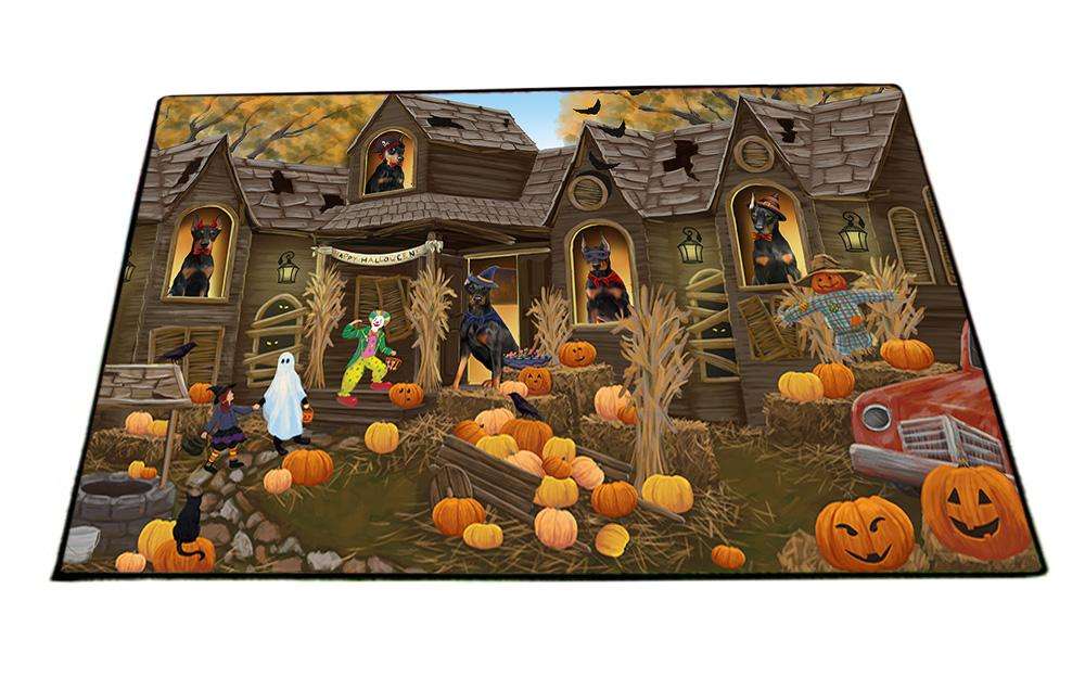 Haunted House Halloween Trick or Treat Doberman Pinschers Dog Floormat FLMS52122