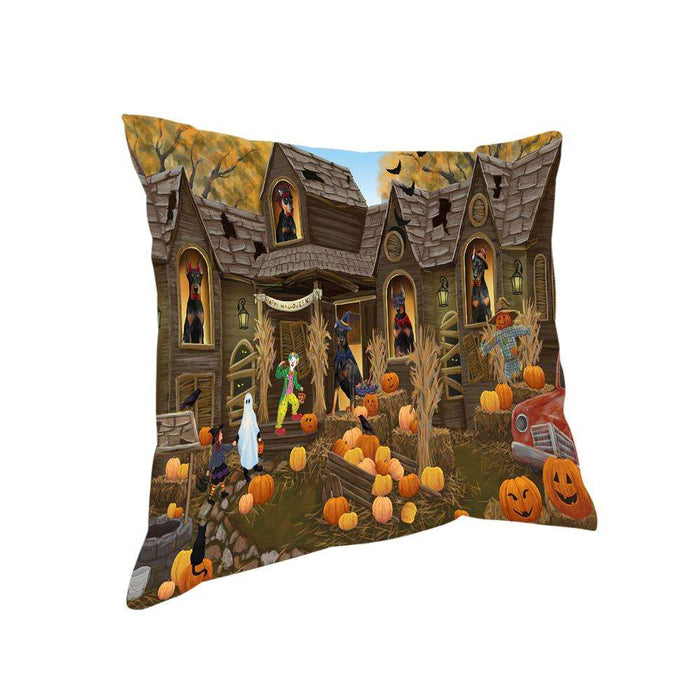 Haunted House Halloween Trick or Treat Doberman Pinschers Dog Pillow PIL68084