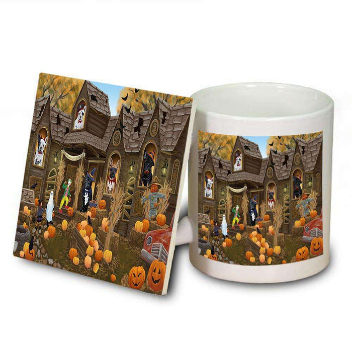 Haunted House Halloween Trick or Treat French Bulldogs Mug and Coaster Set MUC52858
