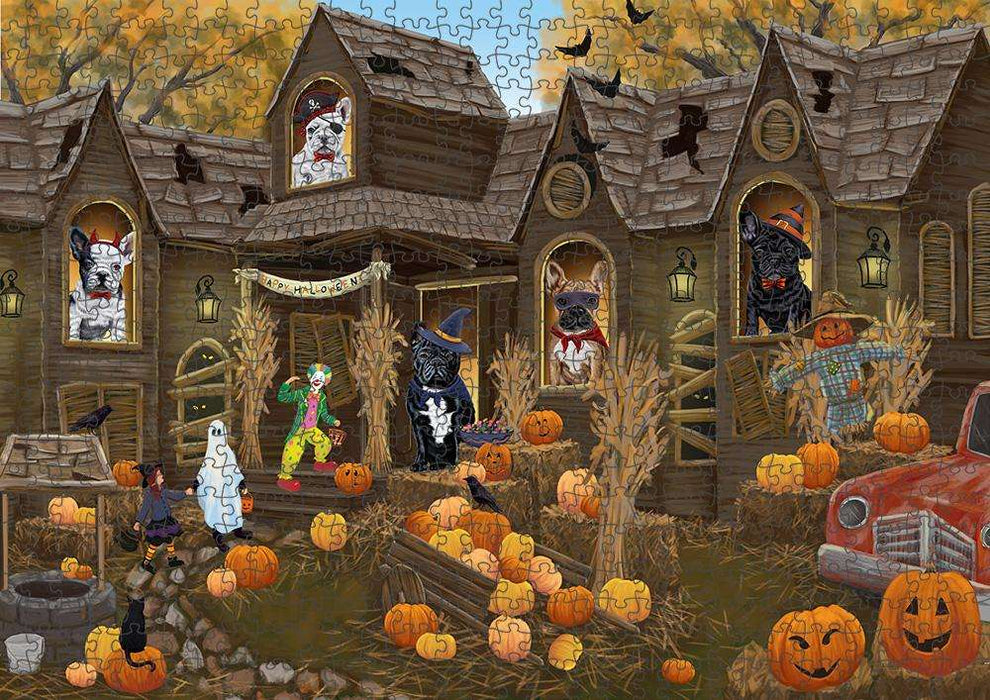 Haunted House Halloween Trick or Treat French Bulldogs Puzzle with Photo Tin PUZL63038