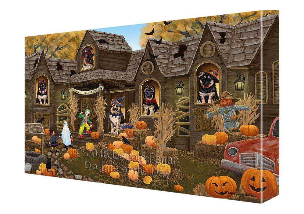 Haunted House Halloween Trick or Treat German Shepherds Dog Canvas Print Wall Art Décor CVS93653