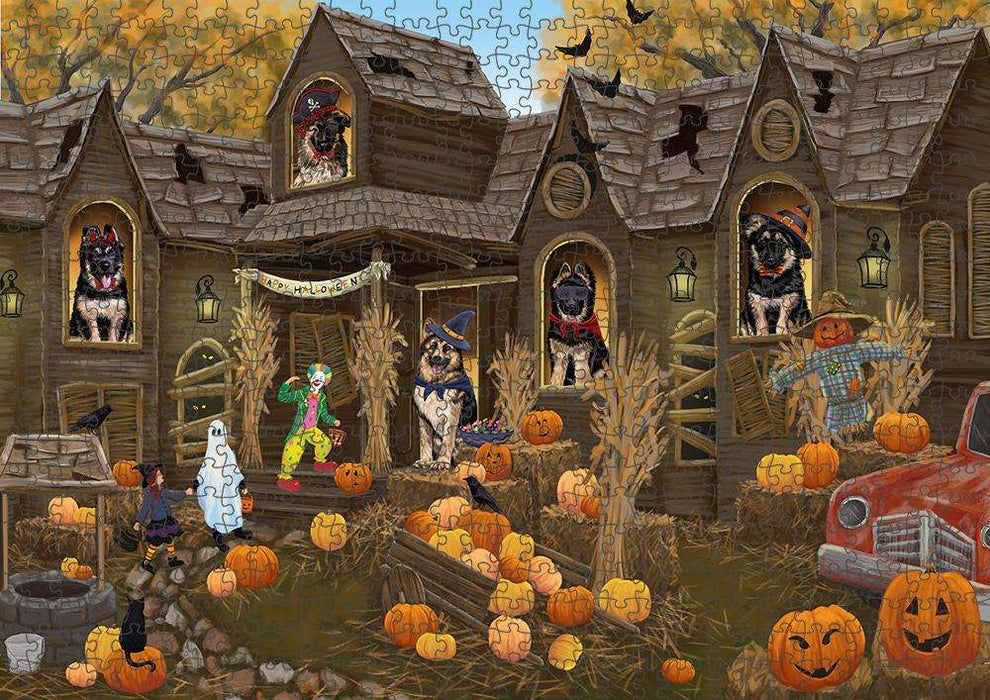 Haunted House Halloween Trick or Treat German Shepherds Dog Puzzle with Photo Tin PUZL63042