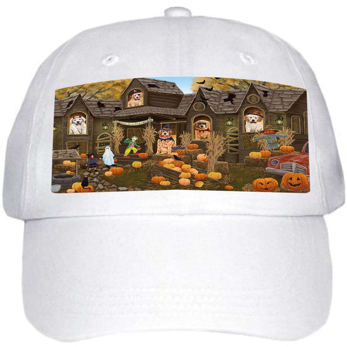 Haunted House Halloween Trick or Treat Golden Retrievers Dog Ball Hat Cap HAT62337