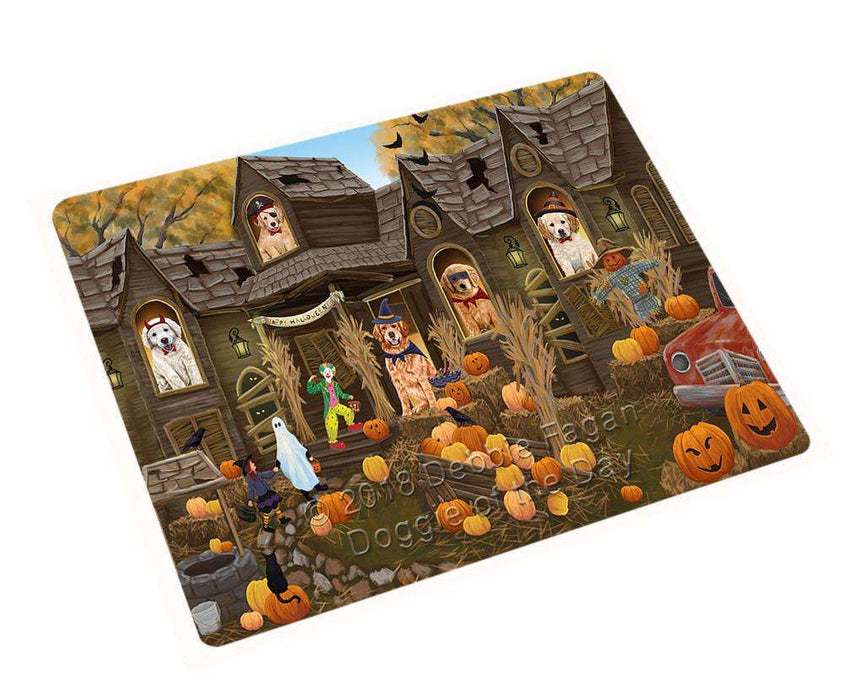 Haunted House Halloween Trick or Treat Golden Retrievers Dog Cutting Board C63048