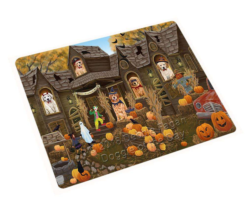 Haunted House Halloween Trick Or Treat Golden Retrievers Dog Magnet Mini (3.5" x 2") MAG63048