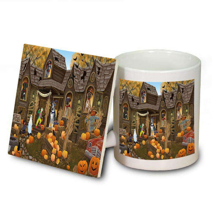 Haunted House Halloween Trick or Treat Great Danes Dog Mug and Coaster Set MUC52862