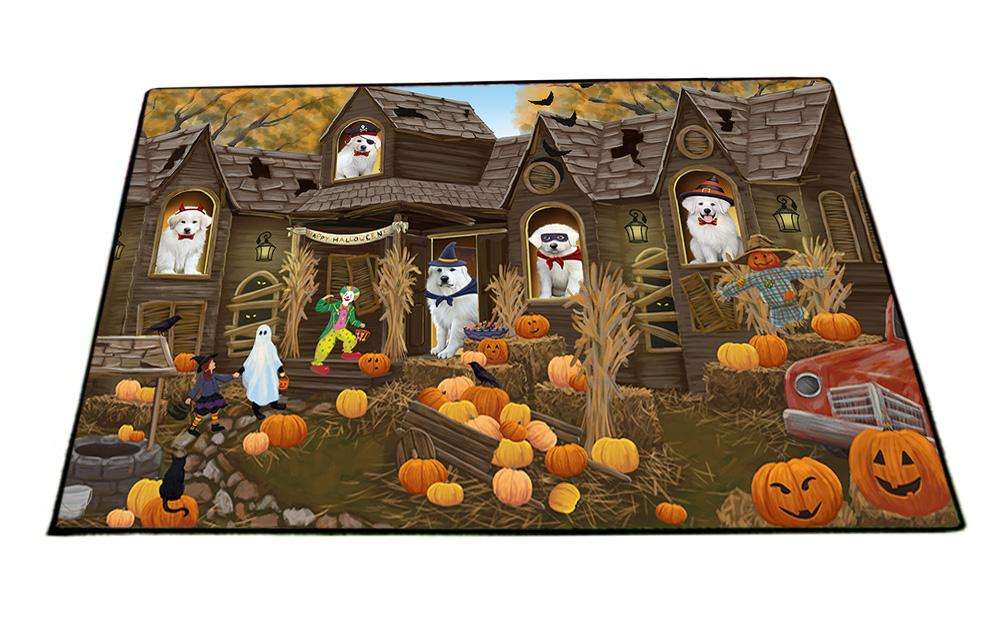 Haunted House Halloween Trick or Treat Great Pyrenees Dog Floormat FLMS52140