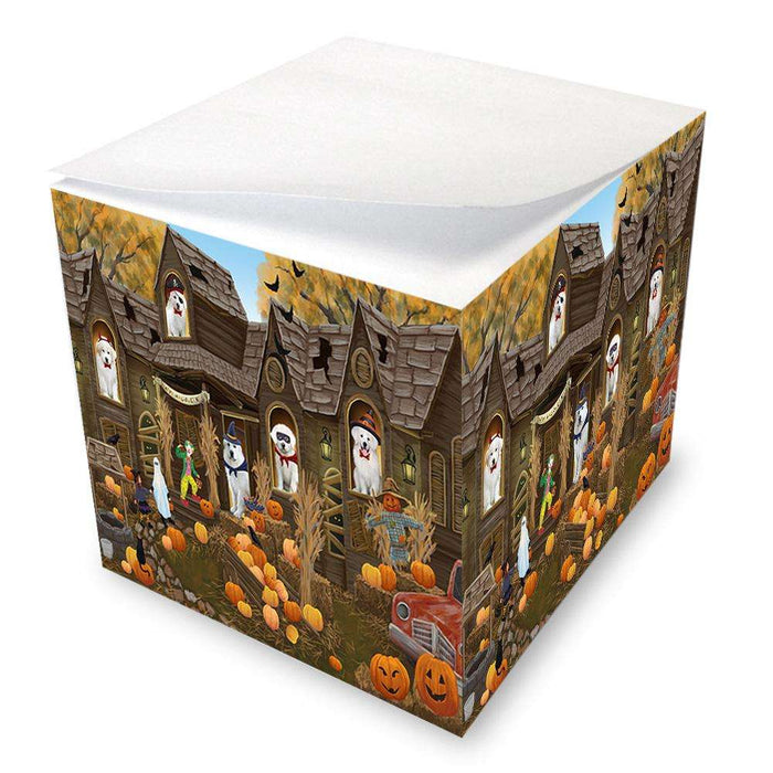 Haunted House Halloween Trick or Treat Great Pyrenees Dog Note Cube NOC52871