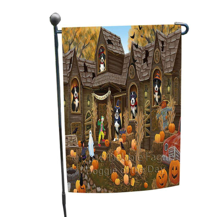 Haunted House Halloween Trick or Treat Greater Swiss Mountain Dogs Garden Flag GFLG52934