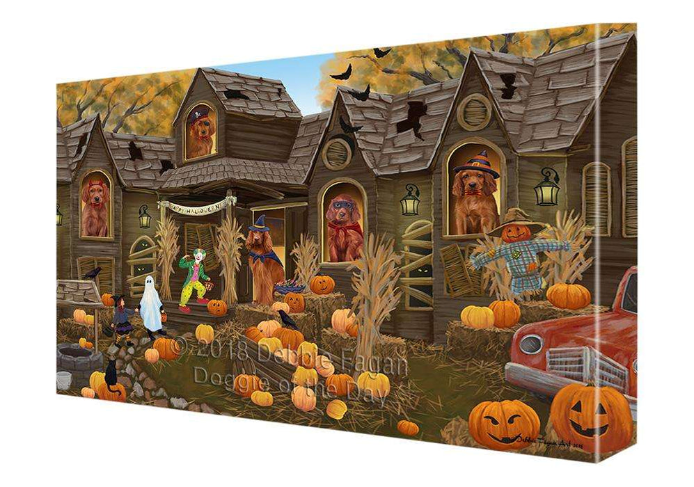 Haunted House Halloween Trick or Treat Irish Setters Dog Canvas Print Wall Art Décor CVS93716